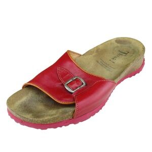 Think! Women Slide Shoes  Red Leather Slip On Size 36 Medium (B, M)‎